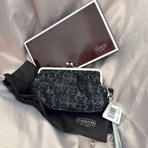 Coach Black and Gray Signature Wristlet